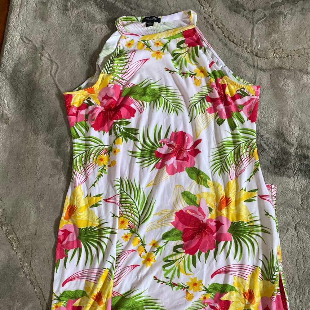 Plus size women flower sundress with side split and ankle length size 4x